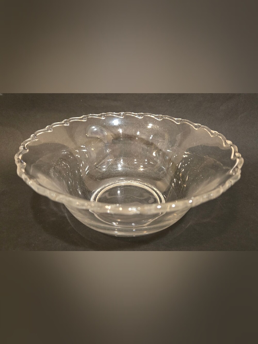 Vintage Fostoria Clear Glass Scalloped Serving Bowl